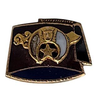14k Shriners Masonic Screw Lapel Pin 1.09 Grams Solid Yellow Gold Enamel Vintage